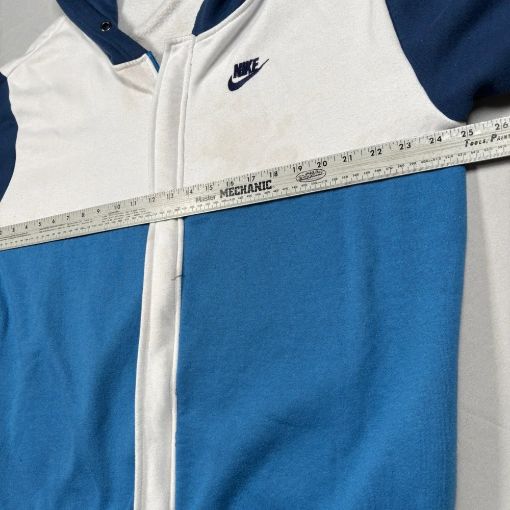 VTG Nike Full Zip Hoodie Mens 3XL Blue White Colorblock Athletic Sweatshirt